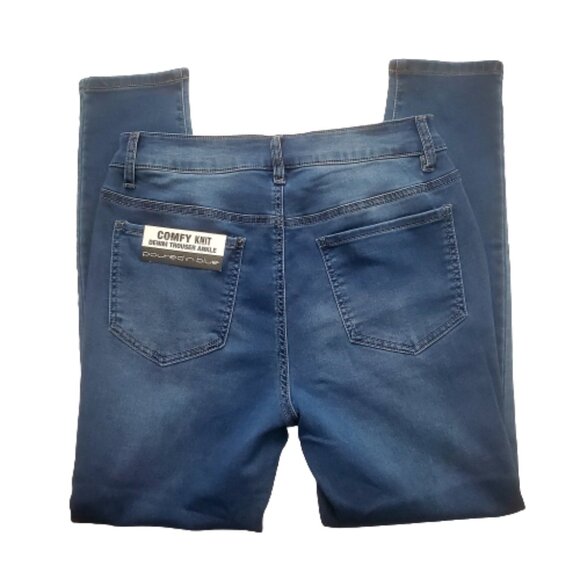 Poured In Blue Women's Comfy Knit Denim Trouser Ankle Premium Jeans Size 8 NWT - Picture 4 of 11